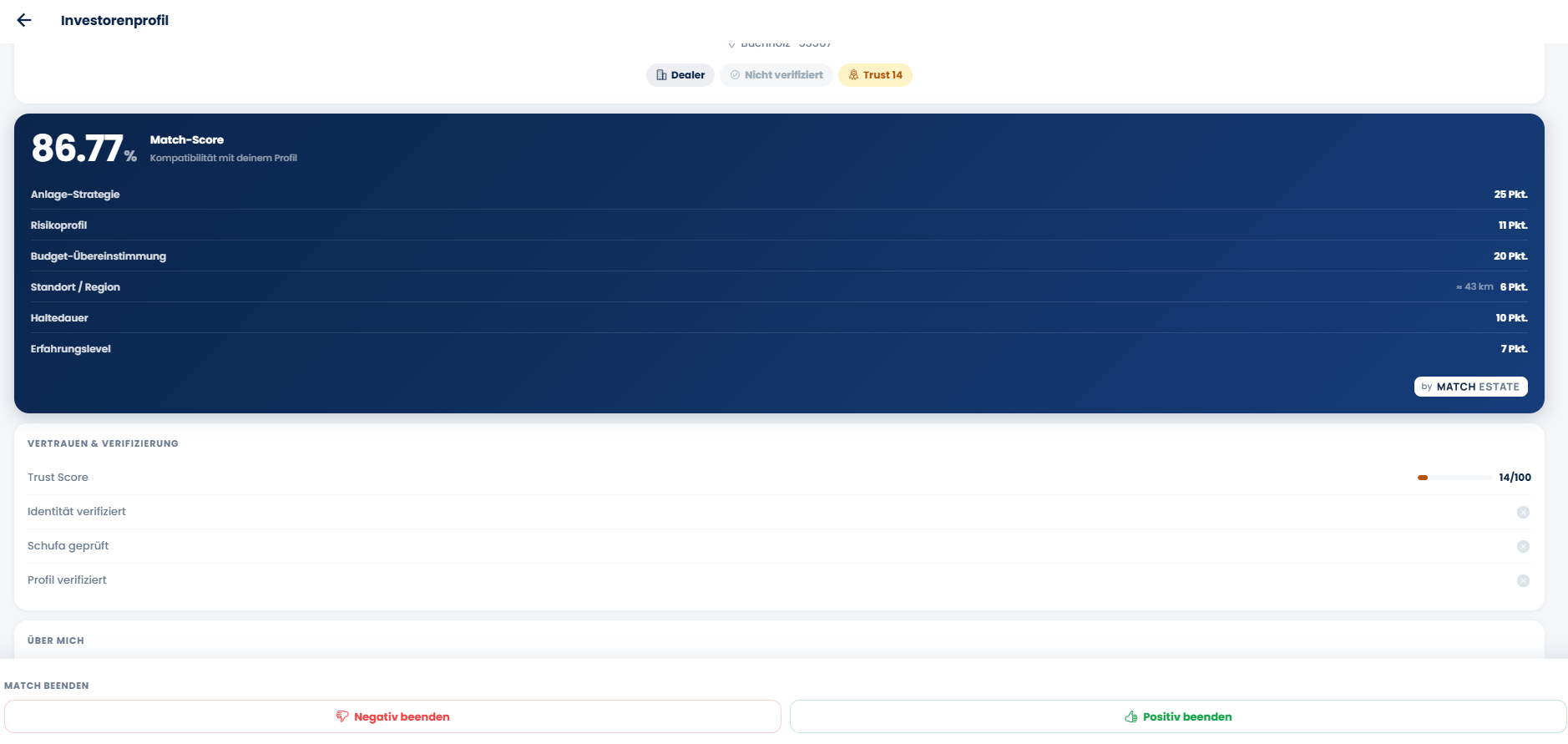 MatchEstate Match-Score in der App